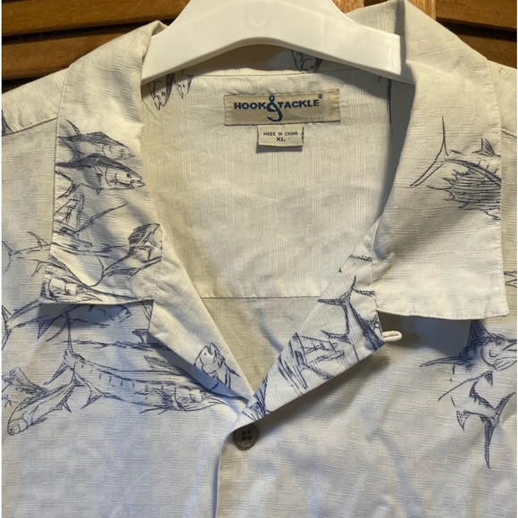 Hook And Tackle Cream with Black & Grey Fish Graphics Shirt - Picture 4 of 16